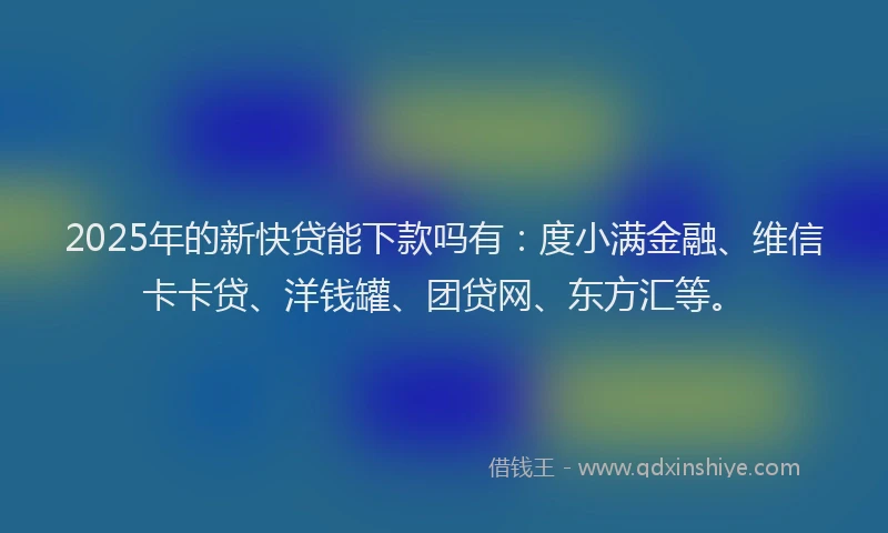 2025年的新快贷能下款吗有：度小满金融、维信卡卡贷、洋钱罐、团贷网、东方汇等。