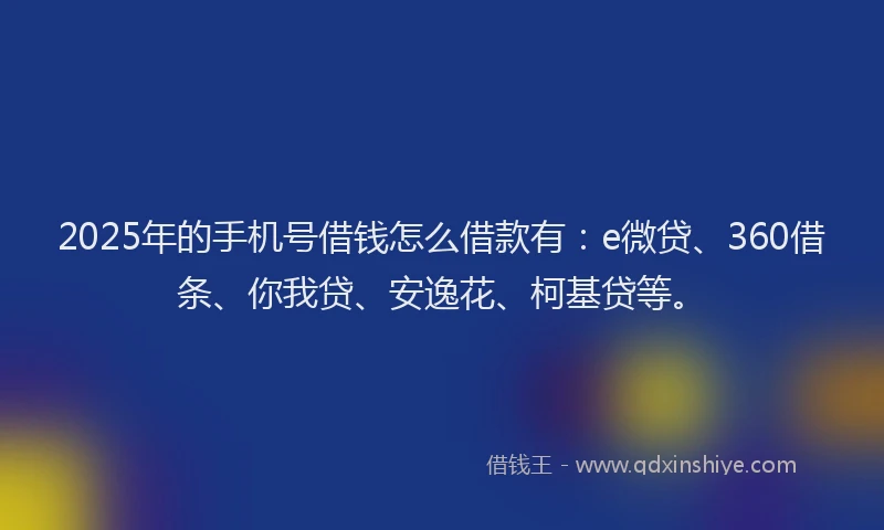 2025年的手机号借钱怎么借款有：e微贷、360借条、你我贷、安逸花、柯基贷等。