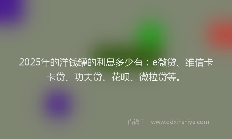 2025年的洋钱罐的利息多少有：e微贷、维信卡卡贷、功夫贷、花呗、微粒贷等。