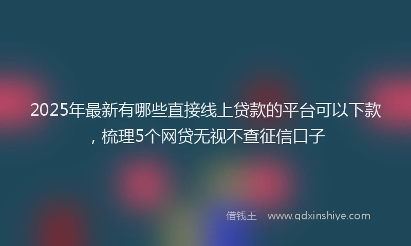 2025年最新有哪些直接线上贷款的平台可以下款，梳理5个网贷无视不查征信口子