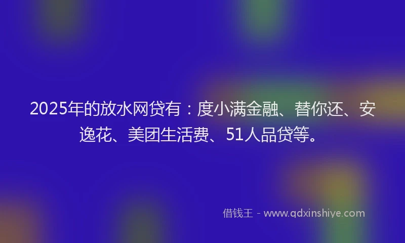 2025年的放水网贷有：度小满金融、替你还、安逸花、美团生活费、51人品贷等。