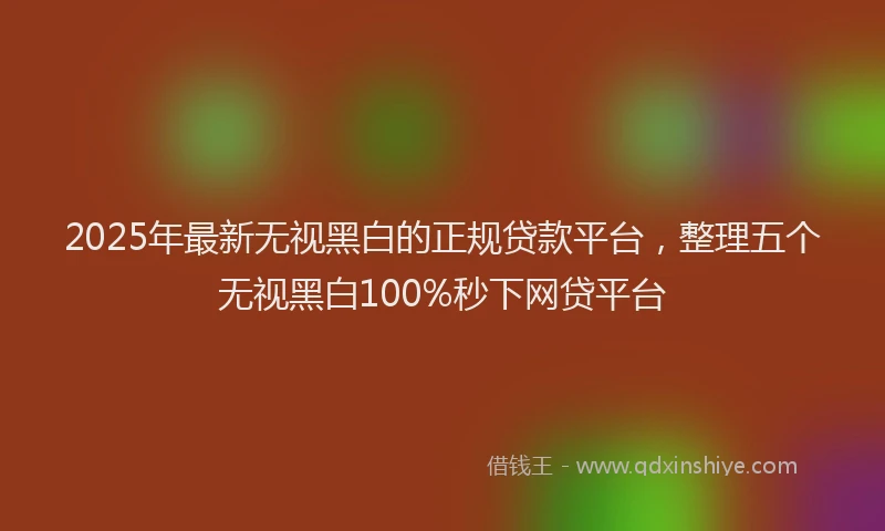 2025年最新无视黑白的正规贷款平台，整理五个无视黑白100%秒下网贷平台
