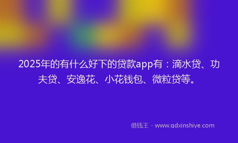 2025年的有什么好下的贷款app有：滴水贷、功夫贷、安逸花、小花钱包、微粒贷等。