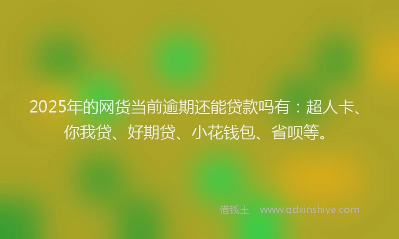 2025年的网货当前逾期还能贷款吗有：超人卡、你我贷、好期贷、小花钱包、省呗等。