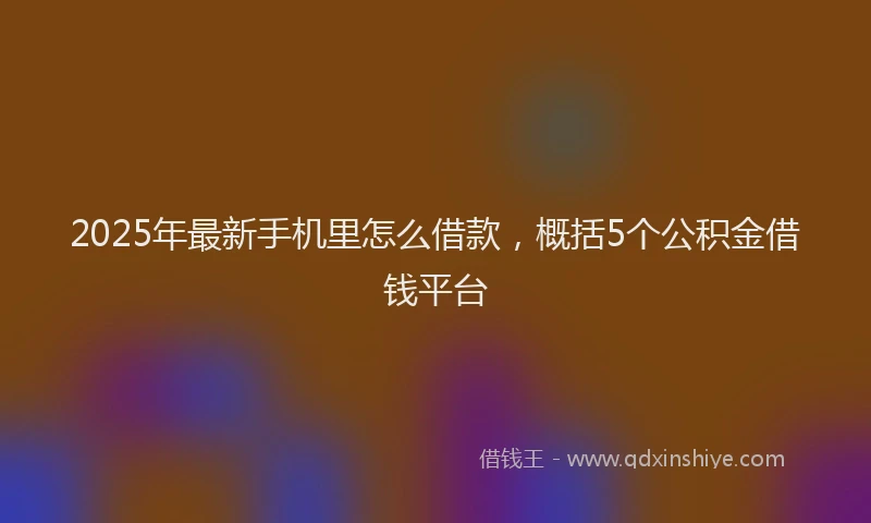2025年最新手机里怎么借款，概括5个公积金借钱平台