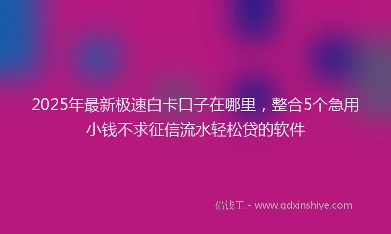 2025年最新极速白卡口子在哪里，整合5个急用小钱不求征信流水轻松贷的软件