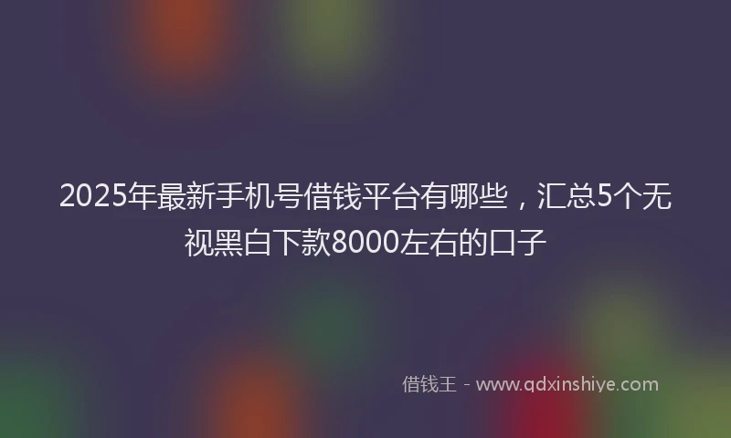 2025年最新手机号借钱平台有哪些，汇总5个无视黑白下款8000左右的口子