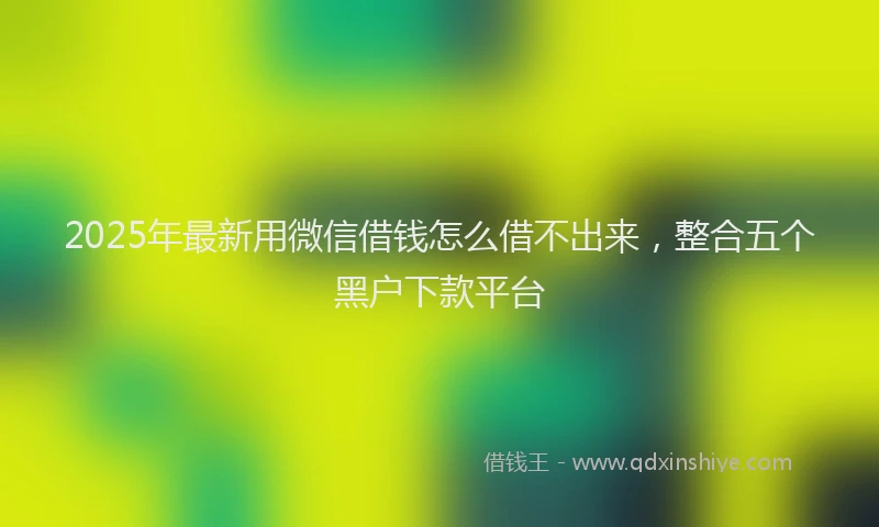2025年最新用微信借钱怎么借不出来，整合五个黑户下款平台