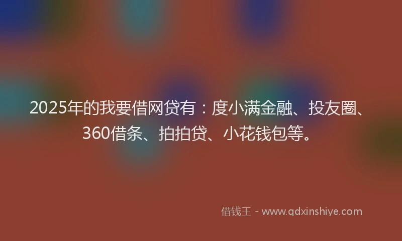 2025年的我要借网贷有：度小满金融、投友圈、360借条、拍拍贷、小花钱包等。