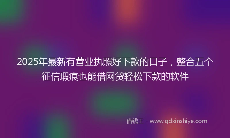 2025年最新有营业执照好下款的口子，整合五个征信瑕疵也能借网贷轻松下款的软件