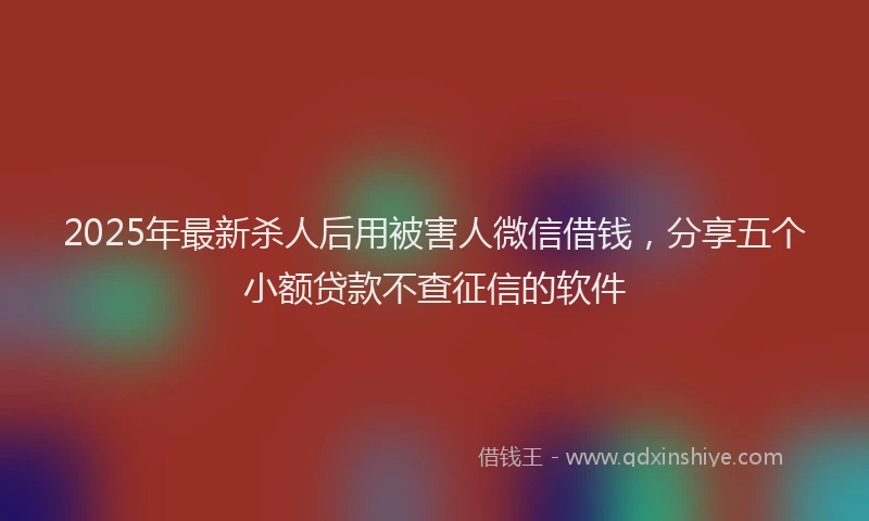 2025年最新杀人后用被害人微信借钱，分享五个小额贷款不查征信的软件