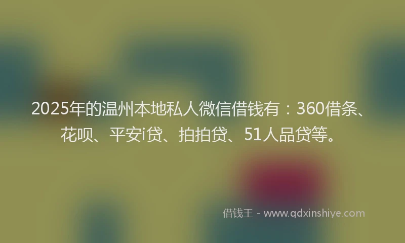2025年的温州本地私人微信借钱有：360借条、花呗、平安i贷、拍拍贷、51人品贷等。