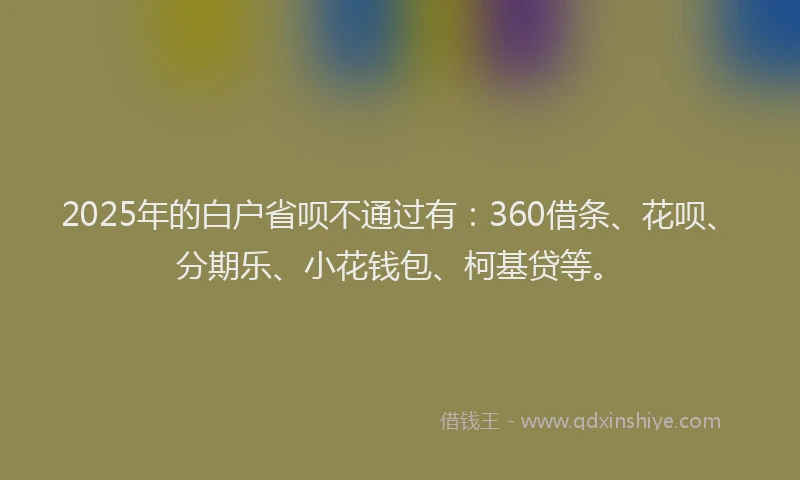2025年的白户省呗不通过有：360借条、花呗、分期乐、小花钱包、柯基贷等。