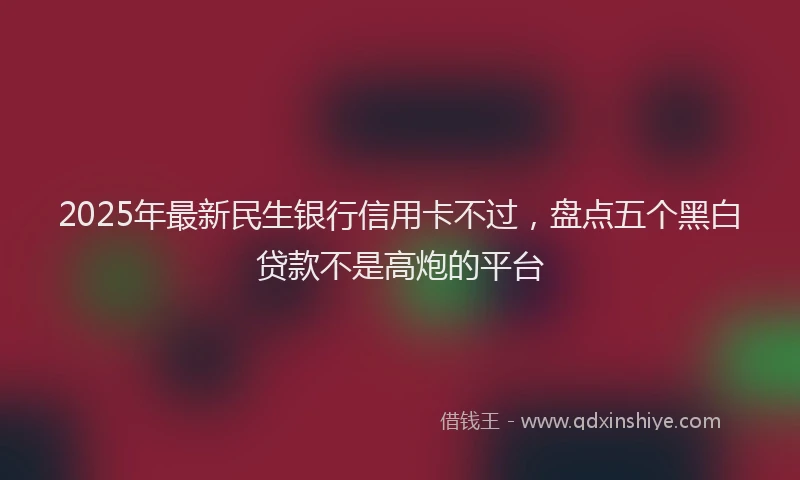 2025年最新民生银行信用卡不过，盘点五个黑白贷款不是高炮的平台