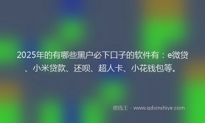2025年的有哪些黑户必下口子的软件有：e微贷、小米贷款、还呗、超人卡、小花钱包等。
