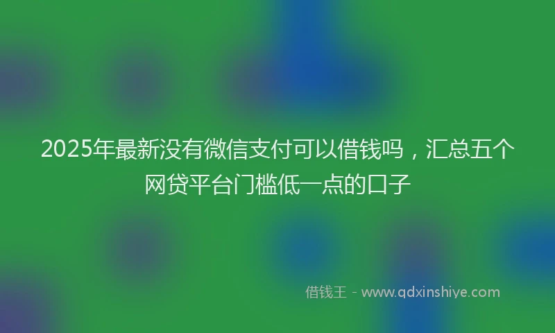 2025年最新没有微信支付可以借钱吗，汇总五个网贷平台门槛低一点的口子