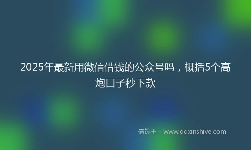 2025年最新用微信借钱的公众号吗，概括5个高炮口子秒下款