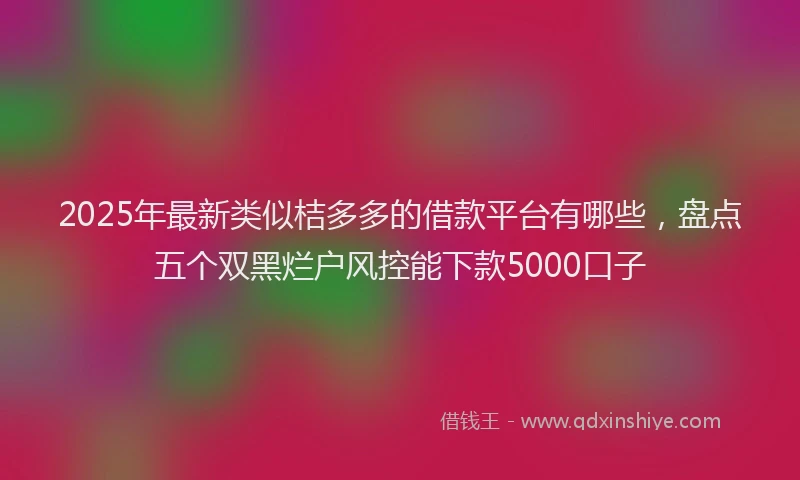 2025年最新类似桔多多的借款平台有哪些,盘点五个双黑烂户风控能下款5000口子