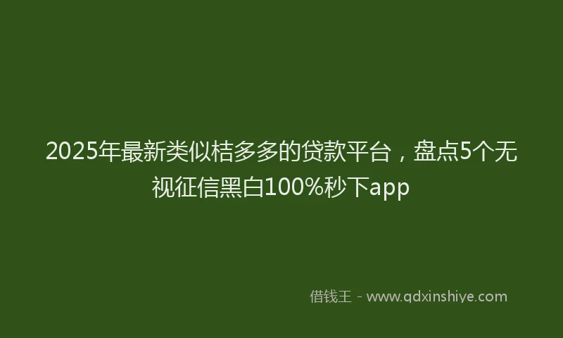 2025年最新类似桔多多的贷款平台，盘点5个无视征信黑白100%秒下app