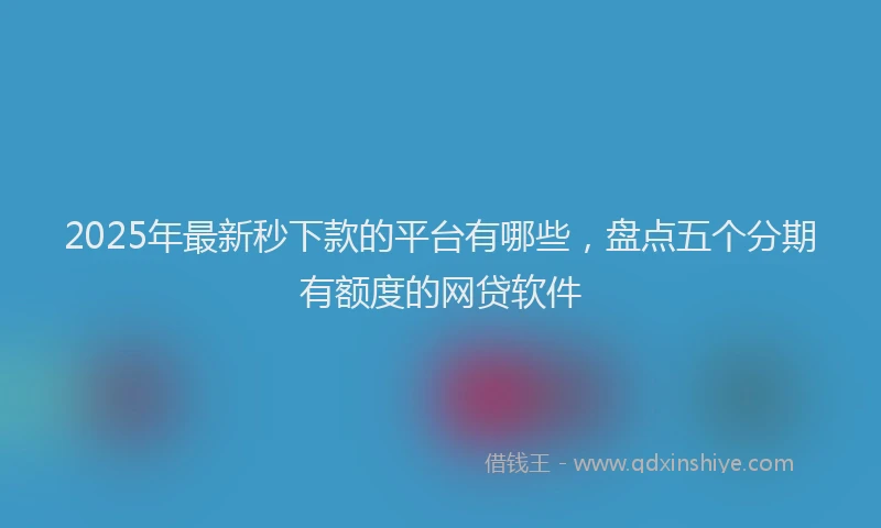 2025年最新秒下款的平台有哪些，盘点五个分期有额度的网贷软件