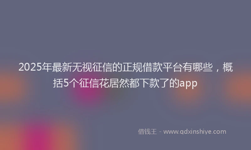 2025年最新无视征信的正规借款平台有哪些，概括5个征信花居然都下款了的app