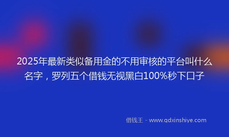 2025年最新类似备用金的不用审核的平台叫什么名字，罗列五个借钱无视黑白100%秒下口子