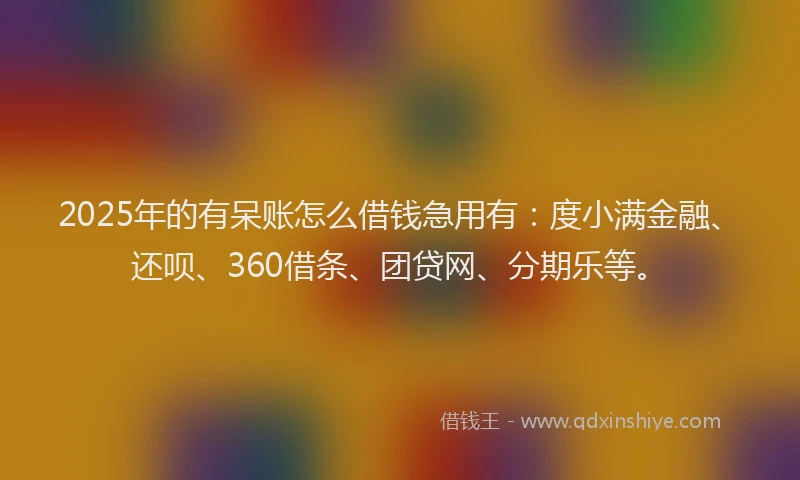 2025年的有呆账怎么借钱急用有：度小满金融、还呗、360借条、团贷网、分期乐等。