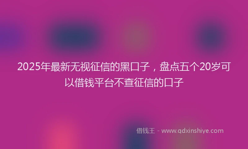 2025年最新无视征信的黑口子，盘点五个20岁可以借钱平台不查征信的口子