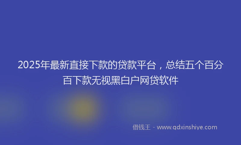 2025年最新直接下款的贷款平台，总结五个百分百下款无视黑白户网贷软件