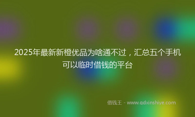 2025年最新新橙优品为啥通不过，汇总五个手机可以临时借钱的平台