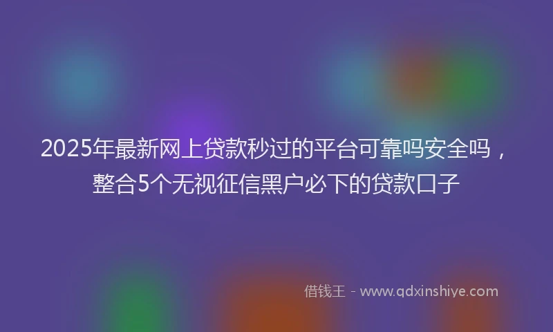 2025年最新网上贷款秒过的平台可靠吗安全吗，整合5个无视征信黑户必下的贷款口子