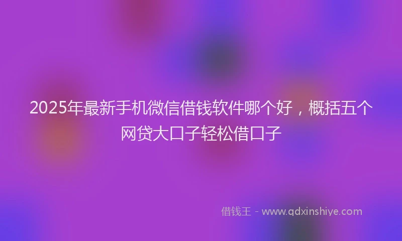 2025年最新手机微信借钱软件哪个好，概括五个网贷大口子轻松借口子