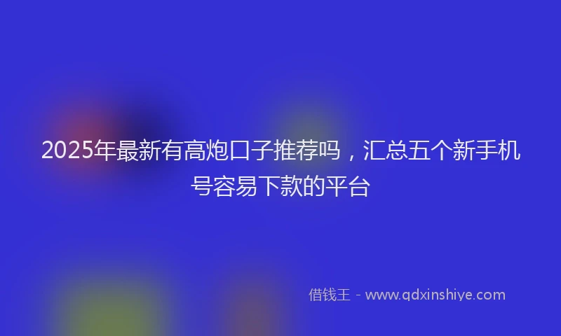 2025年最新有高炮口子推荐吗，汇总五个新手机号容易下款的平台