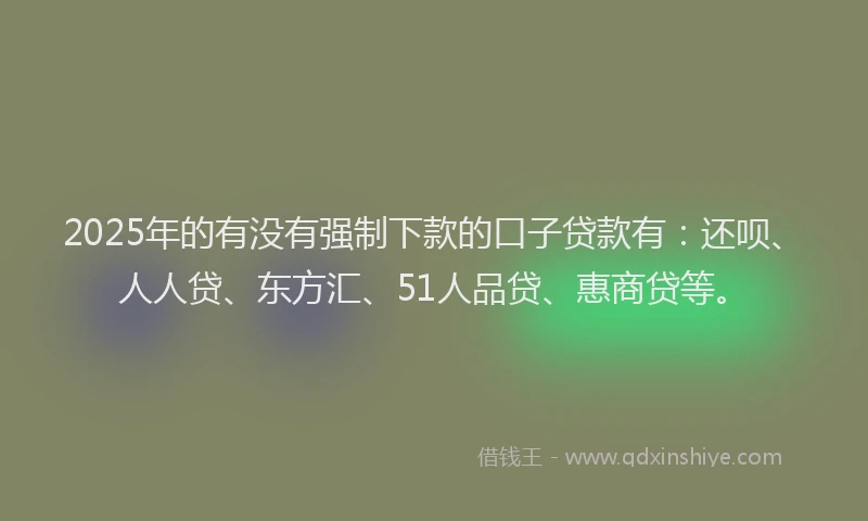 2025年的有没有强制下款的口子贷款有：还呗、人人贷、东方汇、51人品贷、惠商贷等。