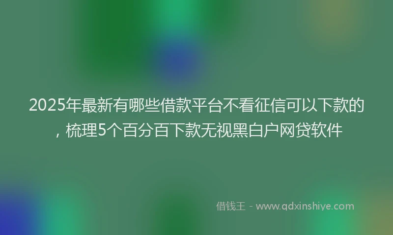 2025年最新有哪些借款平台不看征信可以下款的，梳理5个百分百下款无视黑白户网贷软件