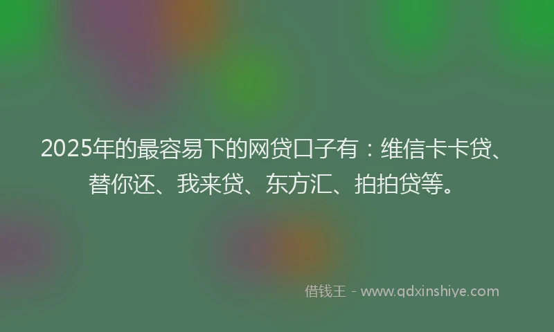 2025年的最容易下的网贷口子有：维信卡卡贷、替你还、我来贷、东方汇、拍拍贷等。