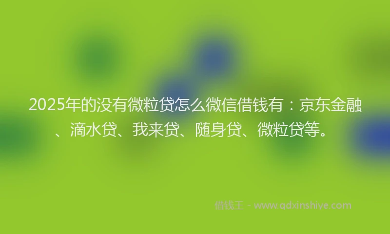2025年的没有微粒贷怎么微信借钱有：京东金融、滴水贷、我来贷、随身贷、微粒贷等。