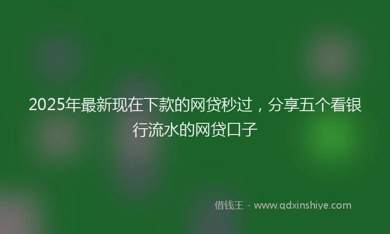 2025年最新现在下款的网贷秒过，分享五个看银行流水的网贷口子