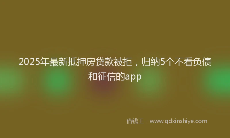 2025年最新抵押房贷款被拒，归纳5个不看负债和征信的app