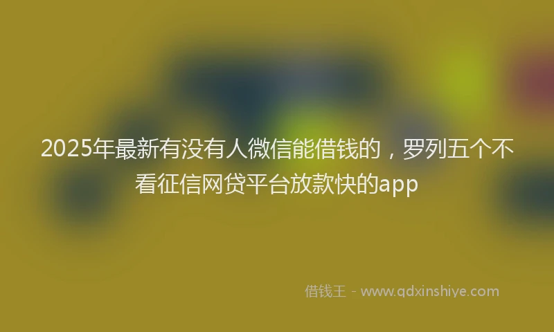 2025年最新有没有人微信能借钱的，罗列五个不看征信网贷平台放款快的app