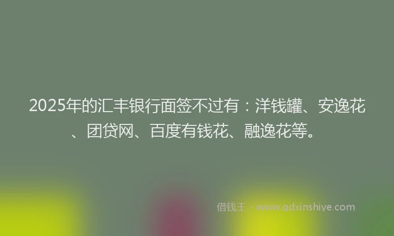 2025年的汇丰银行面签不过有：洋钱罐、安逸花、团贷网、百度有钱花、融逸花等。