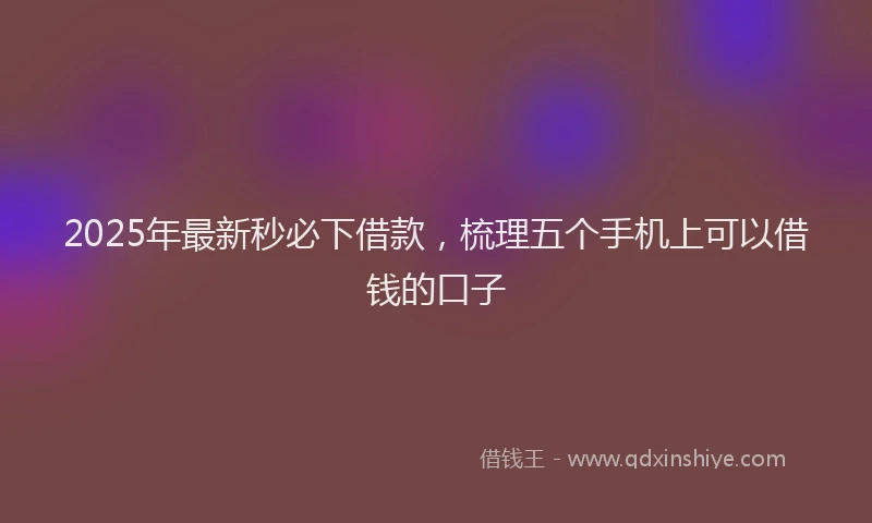 2025年最新秒必下借款，梳理五个手机上可以借钱的口子