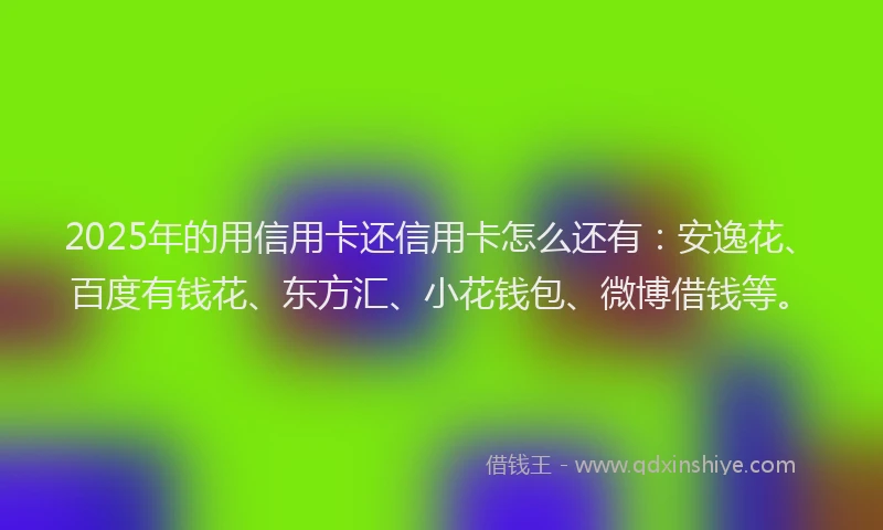 2025年的用信用卡还信用卡怎么还有：安逸花、百度有钱花、东方汇、小花钱包、微博借钱等。