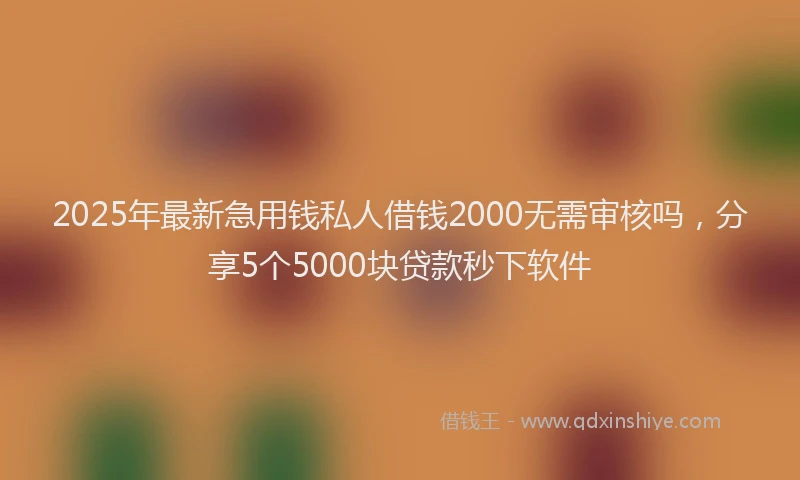 2025年最新急用钱私人借钱2000无需审核吗，分享5个5000块贷款秒下软件