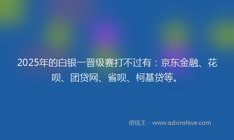 2025年的白银一晋级赛打不过有：京东金融、花呗、团贷网、省呗、柯基贷等。