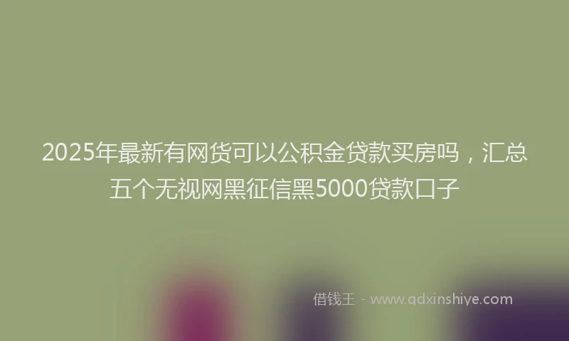 2025年最新有网货可以公积金贷款买房吗，汇总五个无视网黑征信黑5000贷款口子