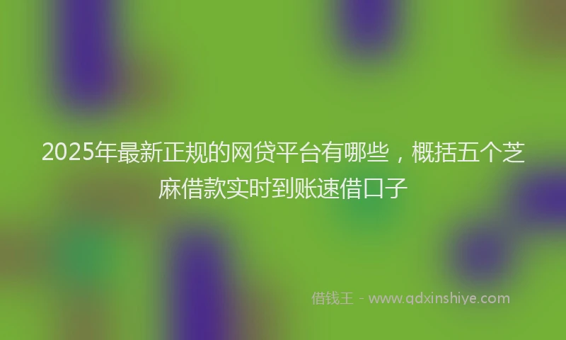 2025年最新正规的网贷平台有哪些，概括五个芝麻借款实时到账速借口子