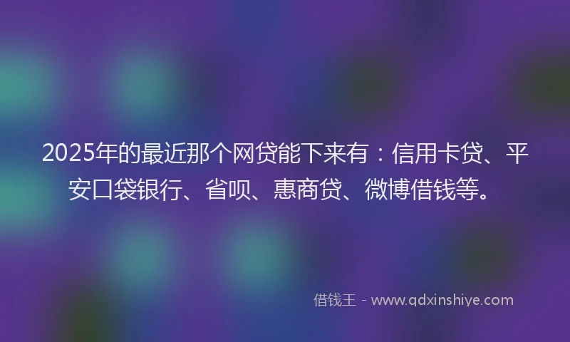 2025年的最近那个网贷能下来有：信用卡贷、平安口袋银行、省呗、惠商贷、微博借钱等。