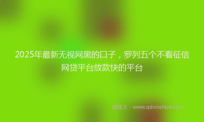 2025年最新无视网黑的口子，罗列五个不看征信网贷平台放款快的平台