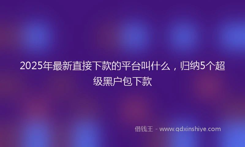 2025年最新直接下款的平台叫什么，归纳5个超级黑户包下款